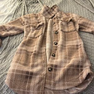 Ultra flirt flannel style fleece shacket